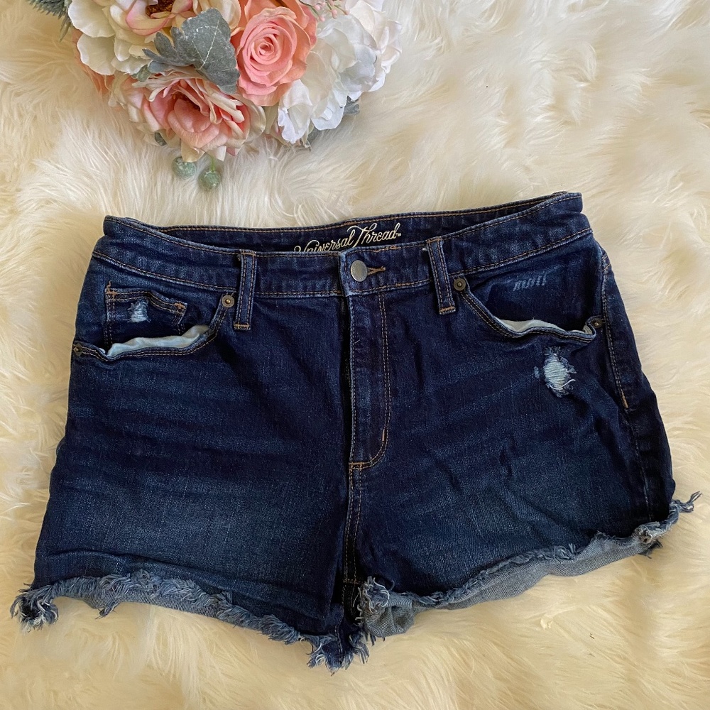 Distressed High Rise Jean Shorts - Size 8/29R